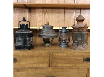 A Collection Of Vintage Railroad Lanterns