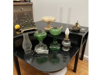 Green Antique Oil Lamps And More - Bits And Pieces
