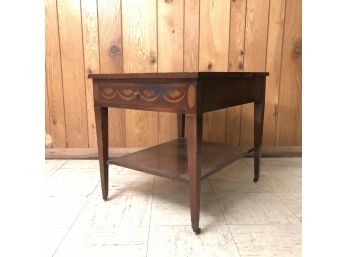 An Inlaid Mahogany Veneer 2 Tier End Table - Vintage