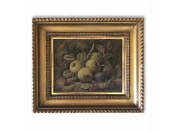 An Antique Oil On Canvas Still Life In Gilt Wood Carved Frame - 13x11