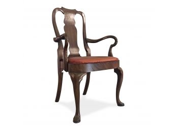 A Vintage Queen Anne Style Walnut Arm Chair