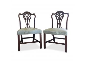 A Pair Of Antique Chippendale Style Carved Mahogany Dining Chairs