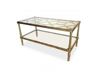 A Brass And Glass Vintage Coffee Table