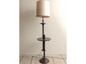 1960s Frances Elkins Style Mahogany Ratchet Floor Lamp With Brass Details
