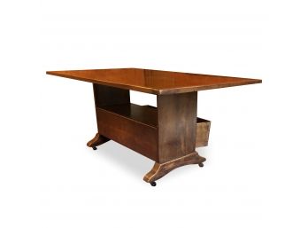 An Antique American Table Settle With Drawer - Tilt Top Table And Bench