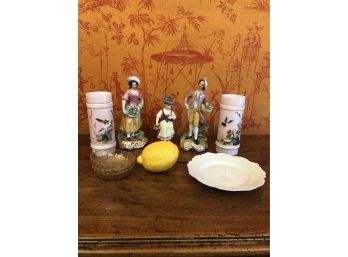 Assorted Collection Of Vintage And Antique Porcelain, Glass And Staffordshire Figurines
