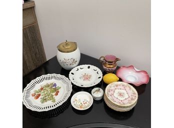 An Assortment Of Fine China - Reticulated Plates, Limoges, Glass And More