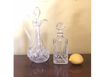 A Pair Of Cut Glass Crystal Decanters