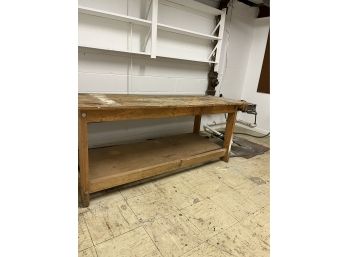 A Long Low Work Bench - Nice Height For Kids - With Vice - 72x28x28