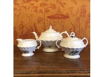 Spode Copeland Olga Tea Set - Pot, Creamer And Covered Sugar Bowl