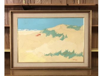 An Original Framed Oil Painting On Board -  Signed P. Tudor - Beach Dunes