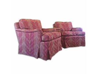 A Pair Of Elegant Custom Ikat Upholstered Club Chairs