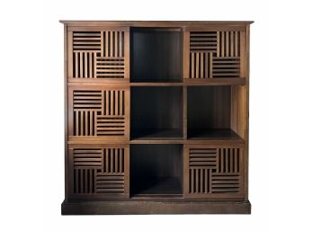 Bookcase With Alternating Sliding Concealed Storage - 9 Square Cubbies (2 Of 2)