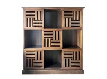 Bookcase With Alternating Sliding Concealed Storage - 9 Square Cubbies (1 Of 2)