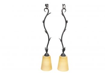Pair Of Ceiling Bell Pendant Lamps
