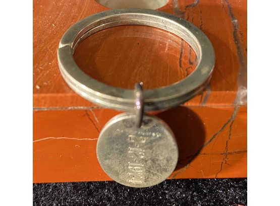 Tiffany Sterling Silver Key Ring With Attached Date Plate 2/12/1974