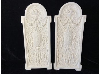 Two Plaster Raised Relief Wall Art Panels