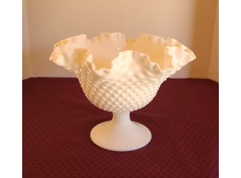 Vintage Hobnail Milk Glass Compote Pedestal Bowl, EUC