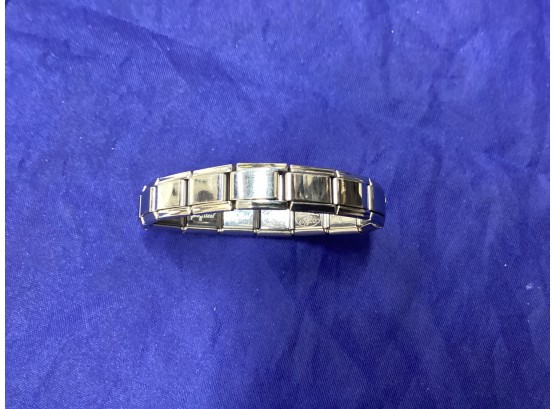 Vintage Meg Gioielli Gold & Steel Bracelet With The Name THEA On It 12.86 G