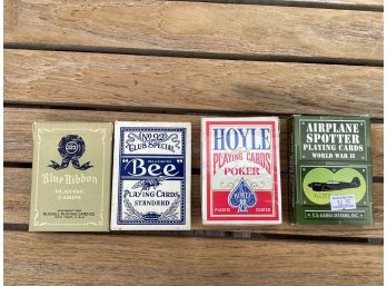 Lot Of 4 Open Vintage Playing Card Decks Hoyle Bee Blue Ribbon Airplane Spotter WWII