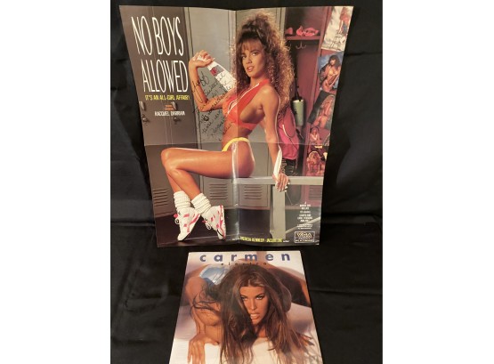 Carmen Electra 1999 16 Month Calendar & Signed Racquel Darrian Poster NO BOYS ALLOWED