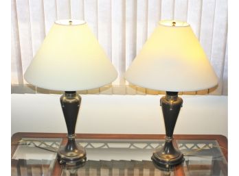 Vintage Pair Of MCM Table Lamps And Shades