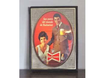 Vintage Budweiser Lighted Ethnic Backbar Sign