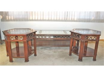Vintage Pair Of Mahogany Side Tables And Cocktail Table