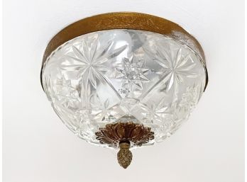 A Pair Of Halcolite Co Ceiling Lights With Crystal Globes - Brass Fixture