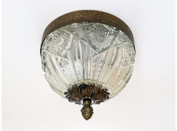 A Halcolite Co Ceiling Light With Crystal Globes - Brass Fixture