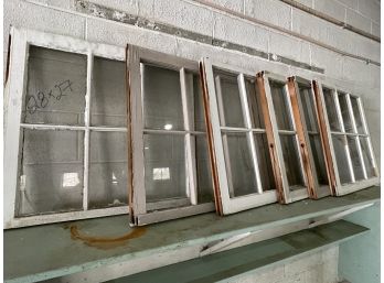 A Collection Of Single Pane, Multi & Single Lite Vintage Wood Windows