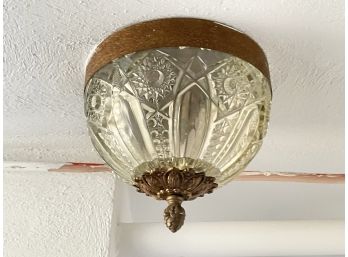 A Pair Of Metal And Glass Ceiling Mounted Light Fixture