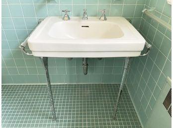 An American Standard MCM Sink With Towel Bars