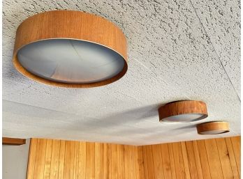 5 Round Surface Mounted, Wood Grained, Light Fixtures