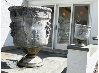 A Pair Of Metal Planters In Poor Condition