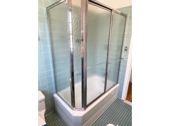 A Vintage Glass Shower Assembly And Tub