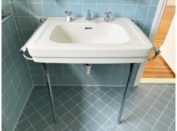An American Standard MCM Sink With Towel Bars