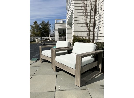 Pair West Elm Portside Outdoor Chairs & Ottoman