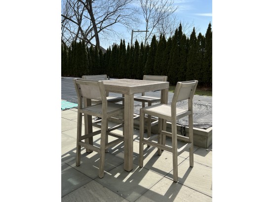 Pair West Elm High Top Table & Four Chairs W/ Mesh Seats