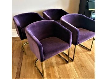 Four Restoration Hardware Emery Barrelback Slope Custom Dining Chairs