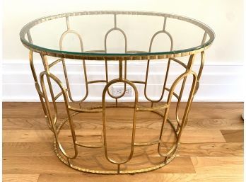 Petite Oval Glass Side Table In Gold Finish