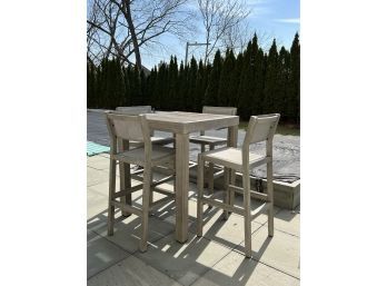 Pair West Elm High Top Table & Four Chairs W/ Mesh Seats