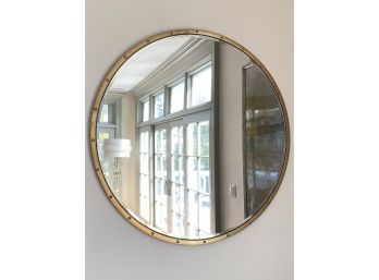 Circular Beveled Mirror In Brushed Gold Metal Frame