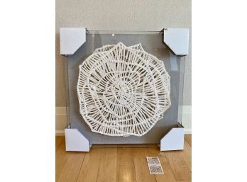 Rice Paper Circular Sculptural Form In Acrylic Shadow Box