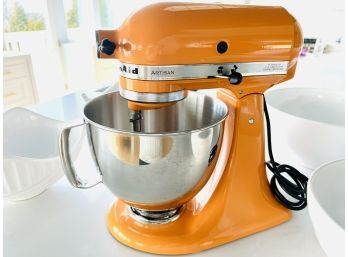 Kitchen Aid Artisan Mixer In Tangerine With Bowls