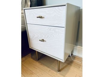 Pair West Elm End Petite Side Tables In White Oak Finish