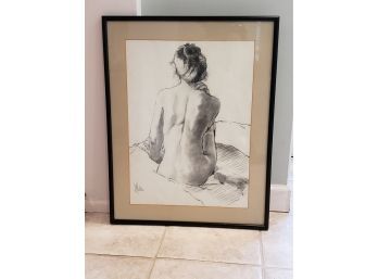 Exceptional Nude Charcoal Signed By D. Malota