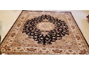 Hand Knotted Black, Green And Cream Rug From Kaoud - Exc. Condition!