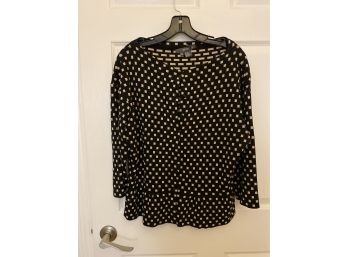 Per Se Black And Tan Silk/cotton Button Sweater XXL - Preowned In Good Condition