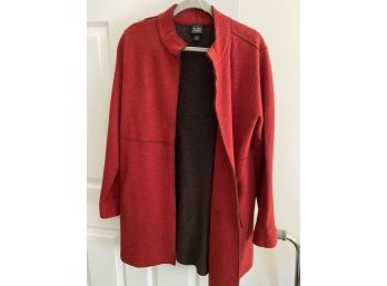 Eileen Fisher Boiled Wool Coat In Rich Red (med?)